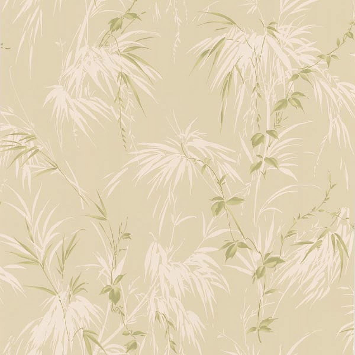 Brewster Nessa Beige Satin Leaf Motif Prepasted Solid Sheet Vinyl Wallpaper, 20.5in by 33ft