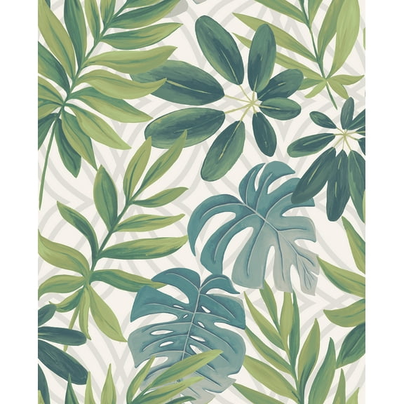 Brewster Nocturnum Green Leaves Wallpaper