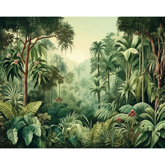 Brewster Origin Murals Jungle Trees Green Wall Mural
