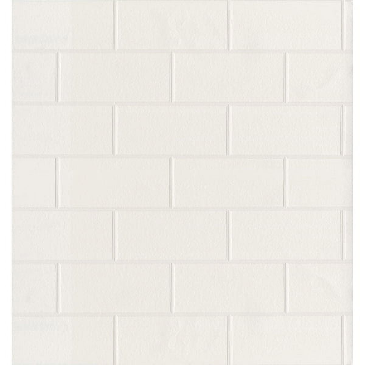 Brewster Paintable White Tile Prepasted Expanded Vinyl Wallpaper, 20.5
