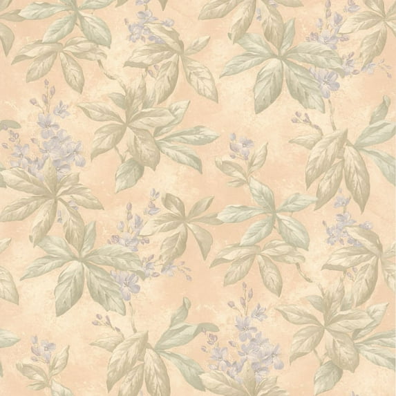 Brewster Palma Light Green Leaf Blossom Trail Wallpaper
