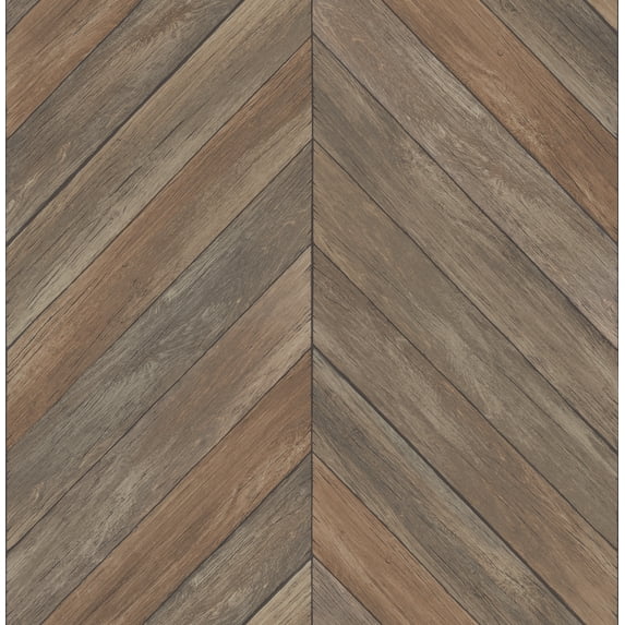 Brewster Parisian Chestnut Chevron Wood Wallpaper