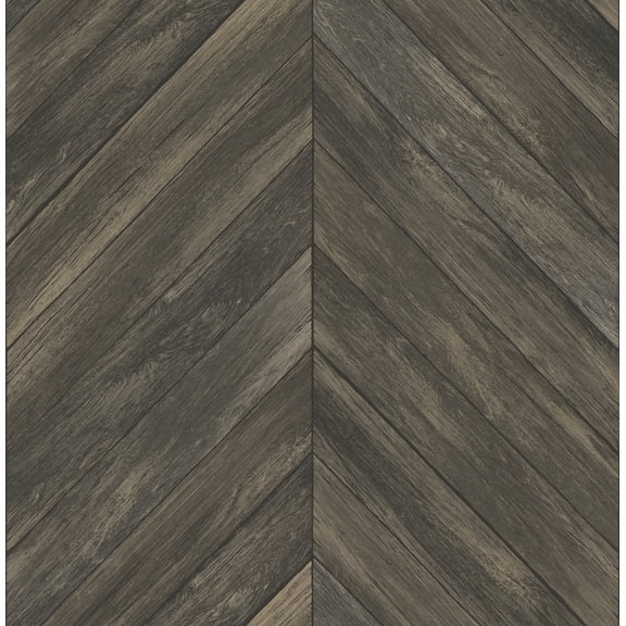 Brewster Parisian Dark Brown Chevron Wood Unpasted Non Woven Wallpaper, 20.5-in by 33-ft, 56.4 sq. ft.
