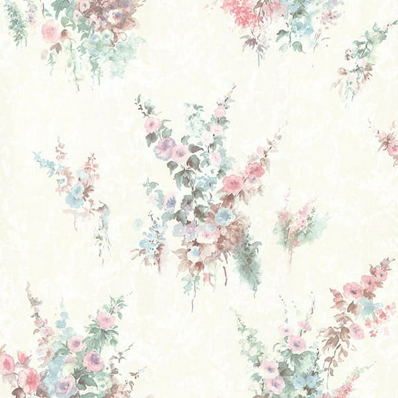 Brewster Quinn Pink Bouquet Floral Wallpaper