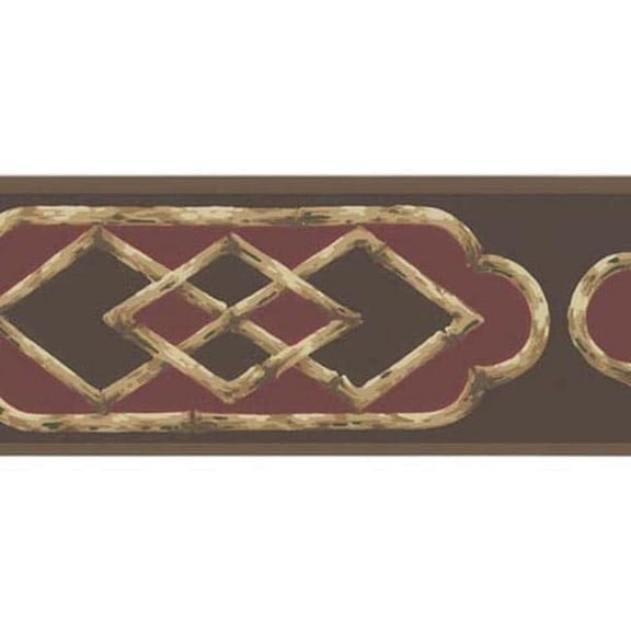 Brewster Red Bamboo Frame Wallpaper Border
