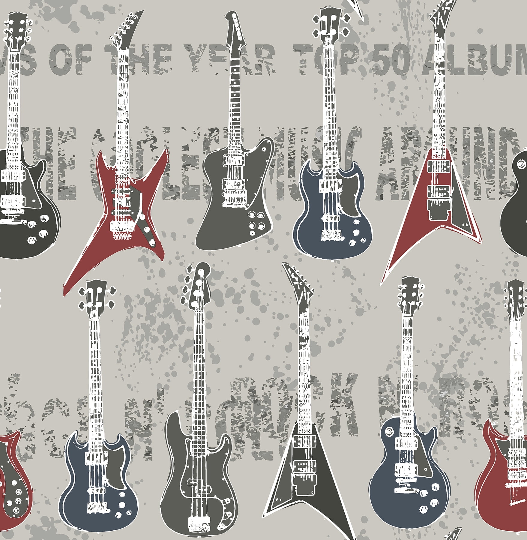 Brewster Richards Red Rock Star Guitar Stripe Wallpaper - Walmart.com