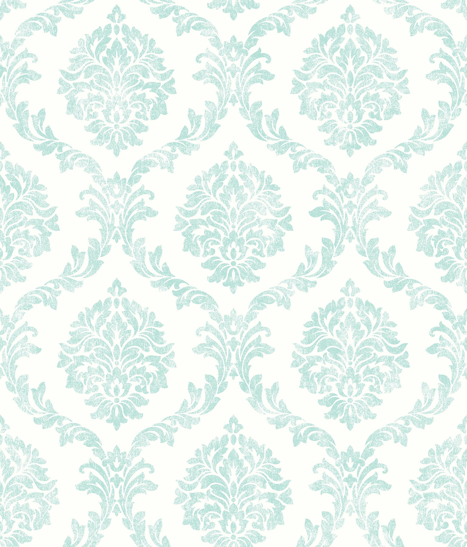 Brewster Saint Malo Aqua Damask Wallpaper