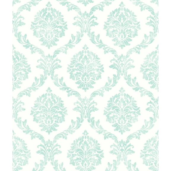 Brewster Saint Malo Aqua Damask Wallpaper