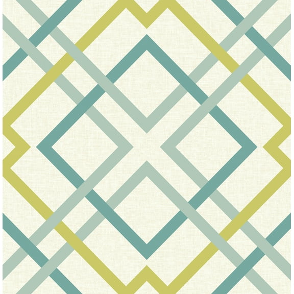 Brewster Saltire Green Geometric Wallpaper