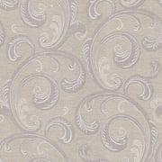 Brewster Scroll Purple Gilly Wallpaper, 20.5-in by 33-ft, 56.4 sq. ft