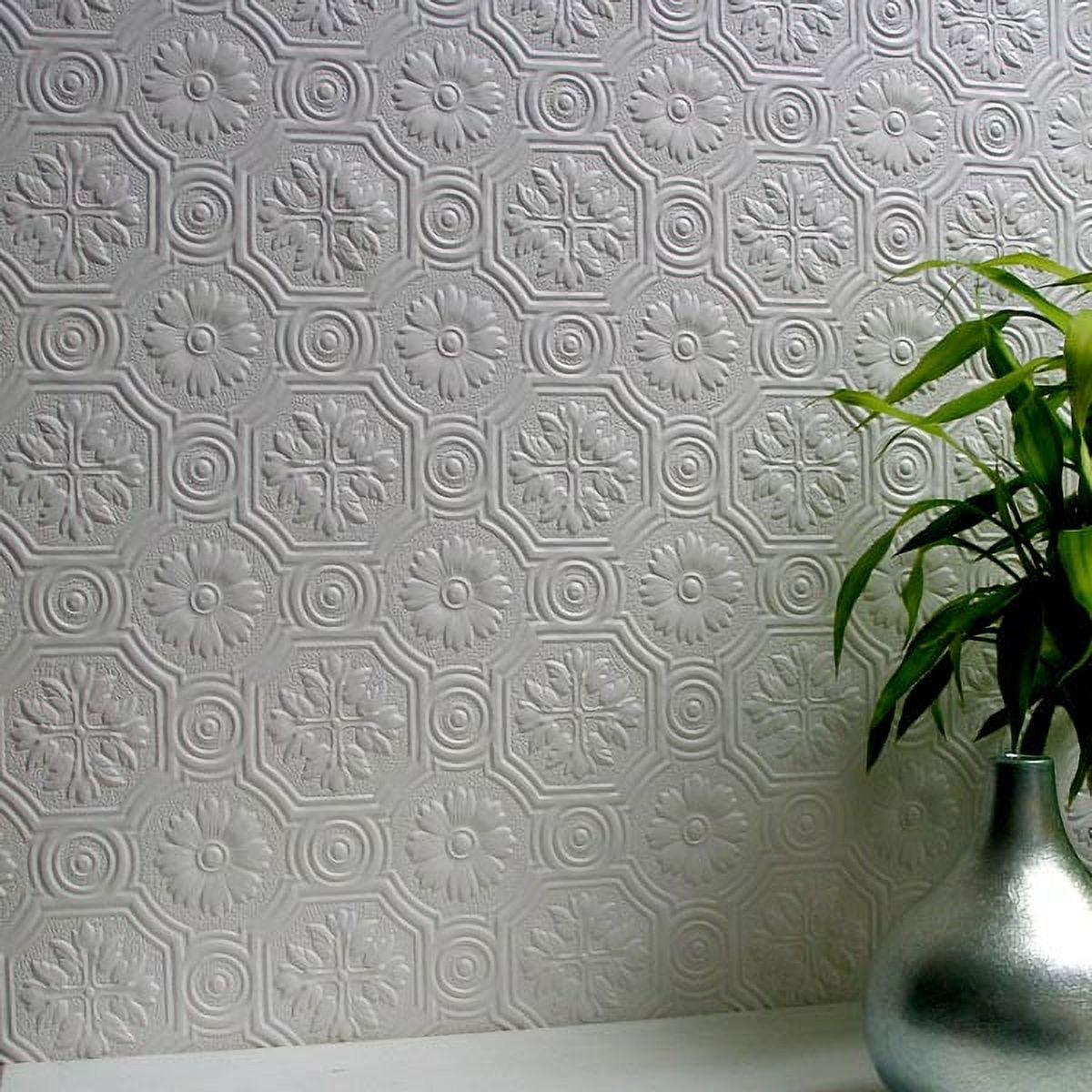 Brewster Spencer White Paintable Supaglypta Unpasted Vinyl Wallpaper, 20.5-in by 33-ft, 56.4 sq. ft.
