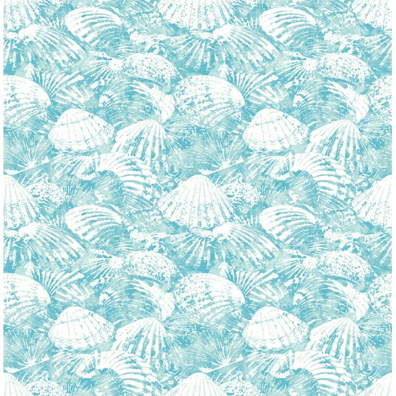 Brewster Surfside Aqua Shells Wallpaper