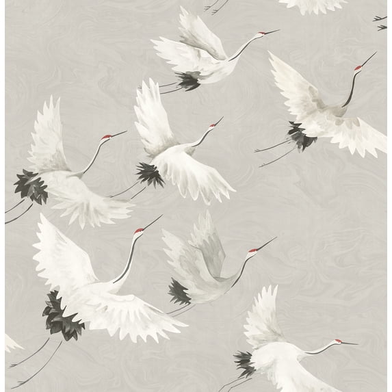 Brewster Windsong Grey Bird Unpasted Non Woven Wallpaper, 20.5-in by 33-ft, 56.4 sq. ft.
