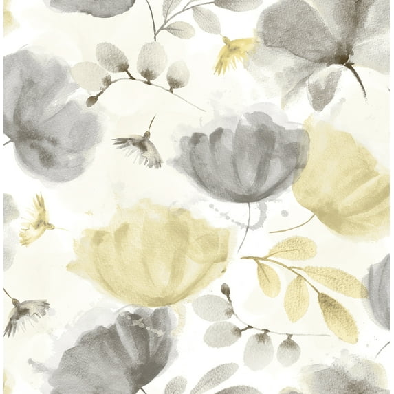 Brewster Zahra Grey Floral Unpasted Non Woven Wallpaper, 20.5-in by 33-ft, 56.4 sq. ft.