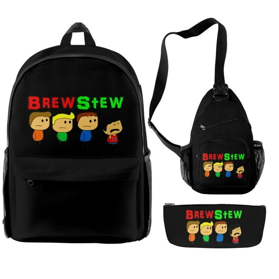 Brewstew Backpack Three Piece Set Unisex Shoulders Bag Fashion 3D Printing Travel Bags
