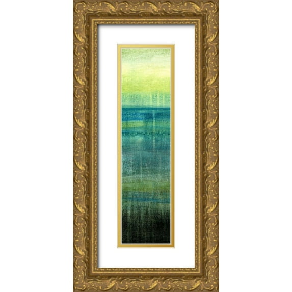 Brey 11x32 Gold Ornate Wood Framed with Double Matting Museum Art Print Titled - Sea Mist III