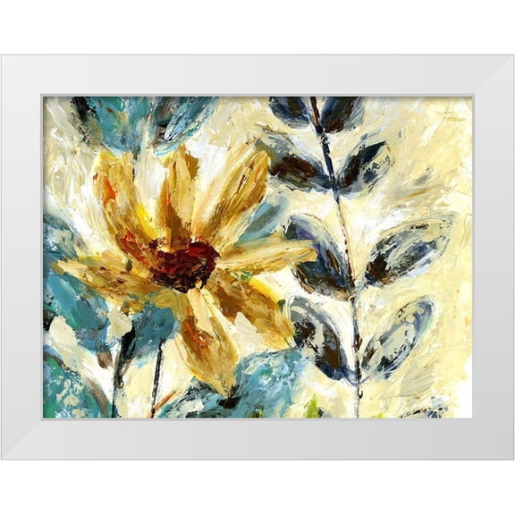 Brey 14x12 White Modern Wood Framed Museum Art Print Titled - Textured Floral II