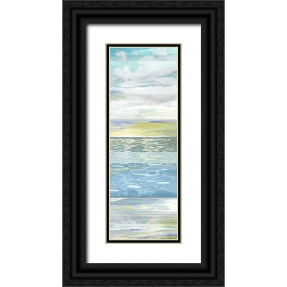 Brey 14x32 Black Ornate Wood Framed with Double Matting Museum Art Print Titled - Sunrise Panel II