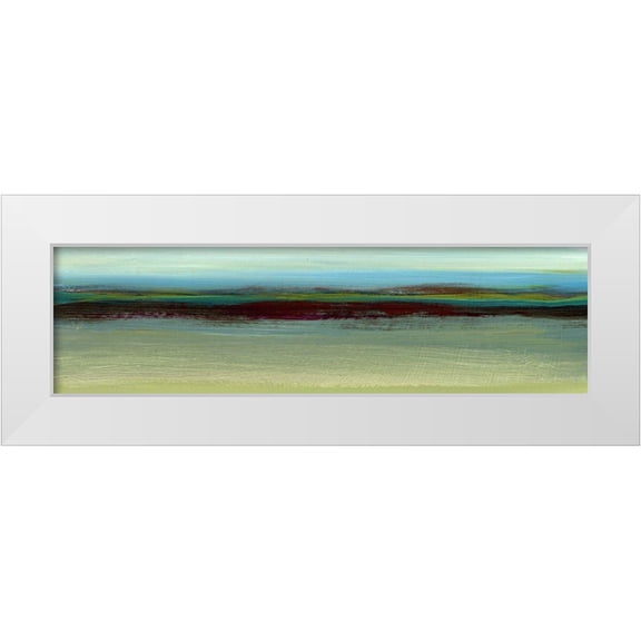 Brey 14x7 White Modern Wood Framed Museum Art Print Titled - Seaview Abstract I