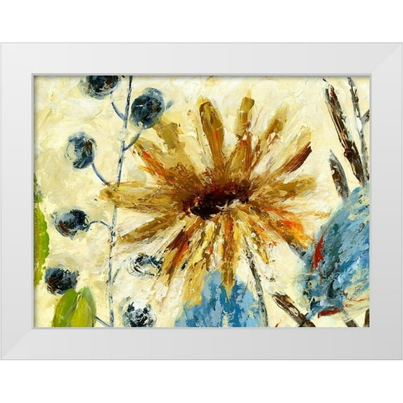 Brey 24x19 White Modern Wood Framed Museum Art Print Titled - Textured Floral I