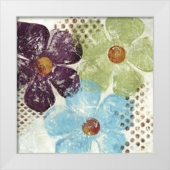 Brey 26x26 White Modern Wood Framed Museum Art Print Titled - Floral Textures I