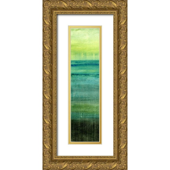 Brey 8x18 Gold Ornate Wood Framed with Double Matting Museum Art Print Titled - Sea Mist V