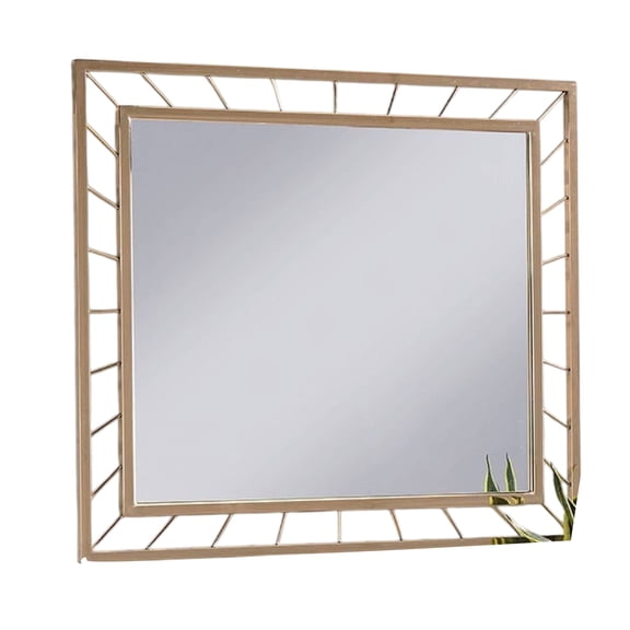 Brey Decorative Accent Mirror, 39 Inch Glam Gold Plated Metal Frame