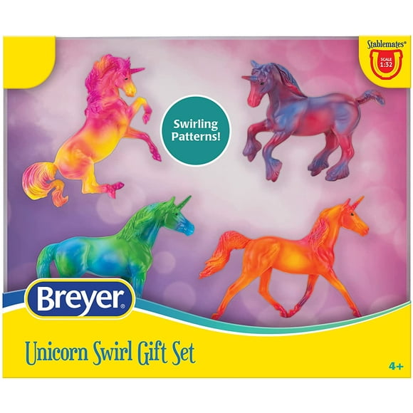 Breyer Horses Stablemates Unicorn Swirl Gift Set | 4 Unicorn Set | 1:32 Scale | 3.75" x 2.5" | Horse Toy | Model #6912