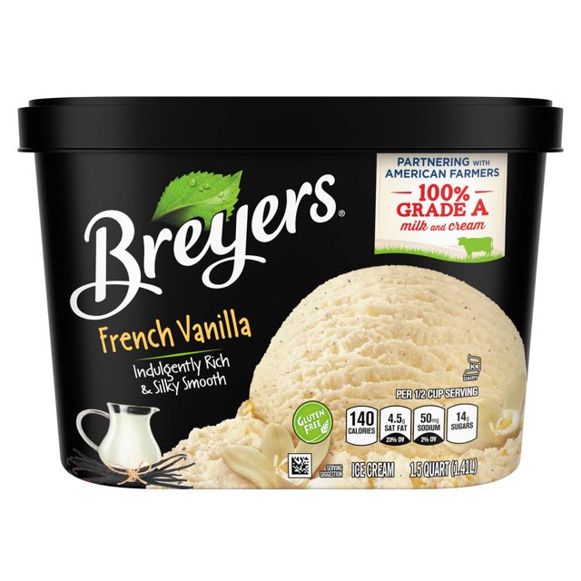 Breyers GlutenFree Natural Vanilla Ice Cream GlutenFree, 1.5 Quart