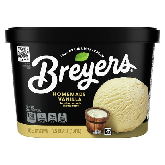 Breyers Homemade Vanilla Ice Cream Frozen Desserts, 48 oz