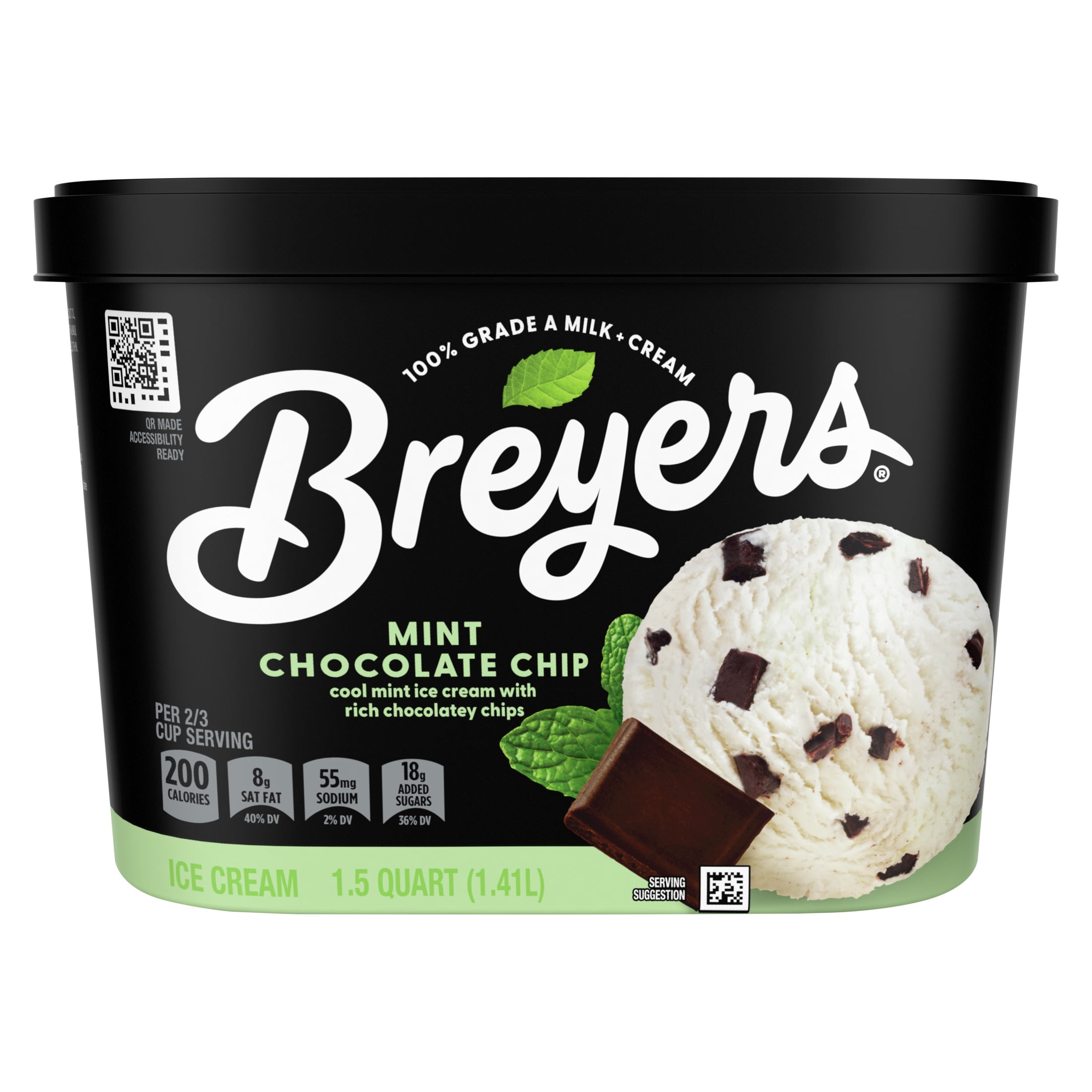 Breyers Mint Chocolate Chip Ice Cream Gluten-Free Kosher Dairy Milk, 1.5  Quart - Walmart.com, image size:2200x2200