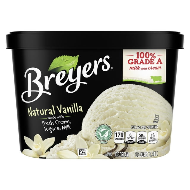 Breyers Natural Vanilla Ice Cream GlutenFree Kosher Dairy Milk, 1.5