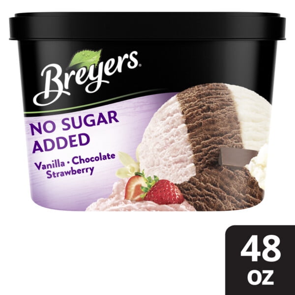 Breyers No Sugar Added Vanilla Chocolate Strawberry Ice Cream, 48 oz