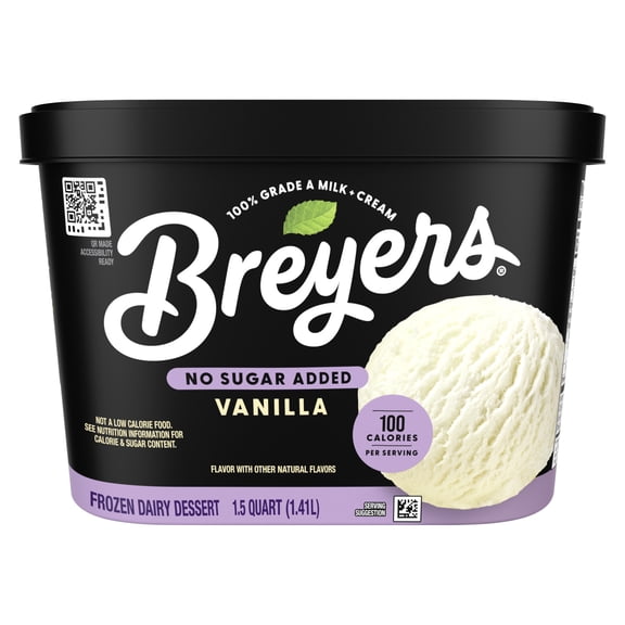 Breyers Frozen Vanilla Frozen Dairy Dessert, No Sugar Added 48 fl oz