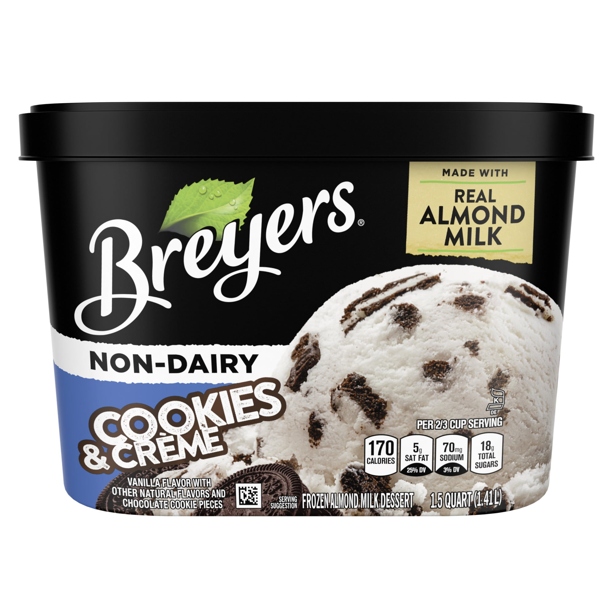 Breyers Non-Dairy Cookies and Creme Frozen Dessert, 48 oz - image 1 of 9