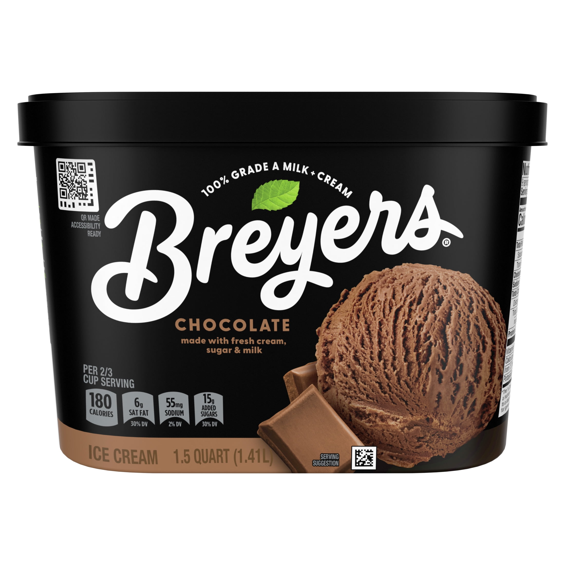 Breyers Ice Cream, Chocolate Made with Fresh Cream & Rich Cocoa, 48 OZ