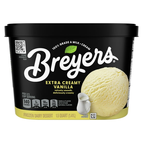 Breyers Extra Creamy Vanilla Ice Cream Gluten-Free Kosher Milk, Rainforest Alliance Certified, 48 oz