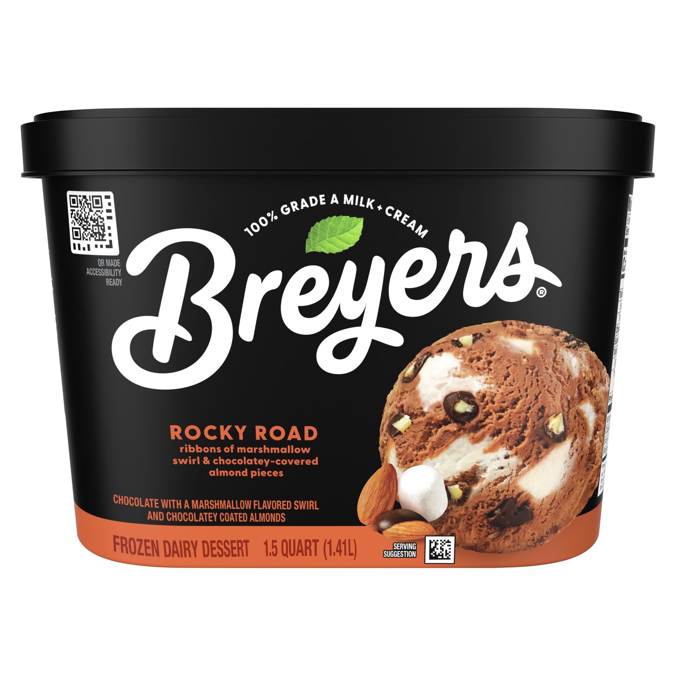 Breyers Rocky Road Chocolate with Marshmallow Frozen Dessert 100% Grade A Milk and Cream, 48 oz