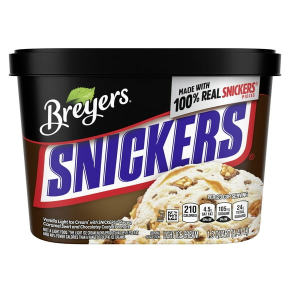 Breyers Snickers Vanilla Light Ice Cream Kosher Milk, 48 oz 1 Count