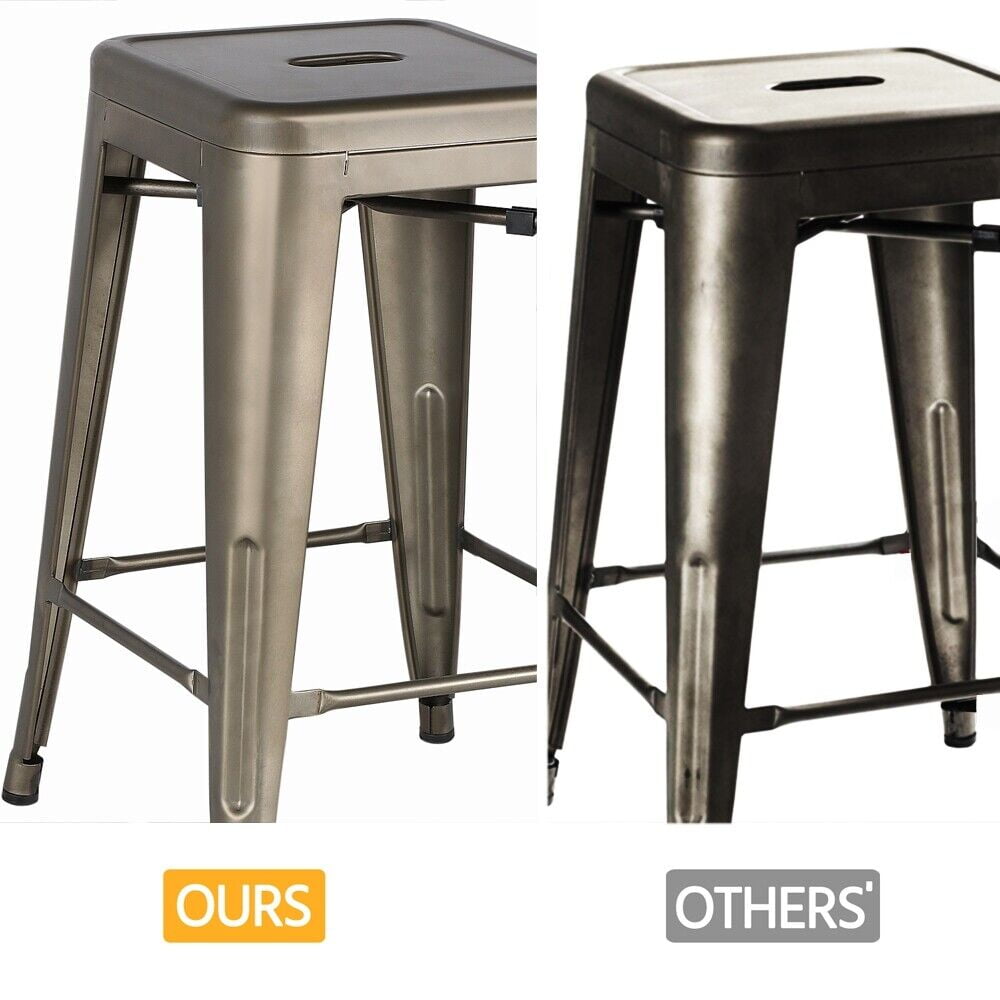 Brezey 30 Inches Metal Bar Stools Bar Height High Backless Stools ...