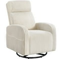 thumbnail image 1 of Brezey Corduroy Swivel Nursery Glider Recliner Chair - 360 - Degree Nursing Gliding Rocker with Plush Padding, Ideal for Nurseries, Bedrooms, and Cozy Corners, Dimensions 35"L x 27"W x 39.5"H,Beige, 1 of 12