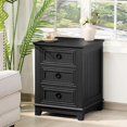 thumbnail image 1 of Brezey Farmhouse Night Stand with Charging Station,3 Drawers  End Table Dresser for Bedroom,Black Set 1  Wooden Nightstand, Bed Side Table with Open Shelf, Bedside Cabinet for Living Room, Closet, 1 of 17