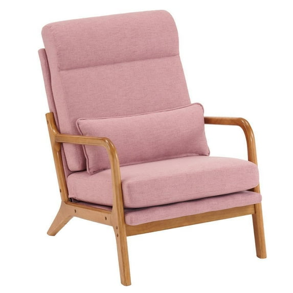 Brezey Modern Upholstered Single Sofa Armchair - Stylish Accent Chair for Lounging, Available in 8 Colors, Compact Size (27.56" L x 19.69" W x 19.69" H),Linen Pink