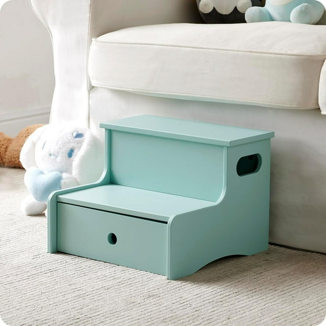 Brezey Wooden Toddler Step Stool for Kids with Storage for Bedroom