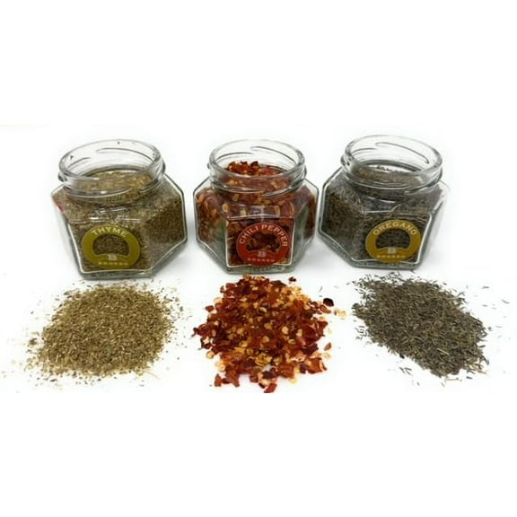 Brezzo - Gourmet Trio of HYZ01 Mediterranean Spices (Oregano, Authentic Italian Dried Seasoning Blend - Holiday Gift Ready Glass Jars - Imported from Italy, 3.17 Oz (Mediterranean Spices)
