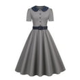 thumbnail image 1 of Brglopf 1950's Vintage Swing Dress for Women, Womens Polka Dot Cocktail Dress Short Sleeve Bow Tie Waist Flowy Evening Tea Dress Gray S, 1 of 7