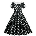 thumbnail image 1 of Brglopf 1950s Retro Rockabilly Dress for Women Crew Neck Vintage Elegant Cocktail Party Dress Short Sleeve Polka Dot A-Line Swing Tea Dresses Black S, 1 of 7
