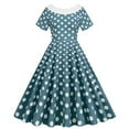 thumbnail image 1 of Brglopf 1950s Retro Rockabilly Dress for Women Crew Neck Vintage Elegant Cocktail Party Dress Short Sleeve Polka Dot A-Line Swing Tea Dresses Green S, 1 of 7