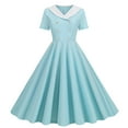 thumbnail image 1 of Brglopf 1960s Dresses for Women Lapel Double Breasted Dress 50sVintage Polka Dot Rockabilly Dresses Retro Tea Party Dress Light Blue S, 1 of 7