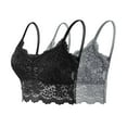 thumbnail image 1 of Brglopf 2/3/5 Pack Bralettes for Women Floral Lace Wireless Bra V Neck Racerback Crop Top Adjustable Spaghettic Strap Camisole Bras 2 Pack-Black/Gray M, 1 of 3